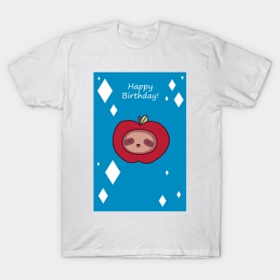 Happy Birthday - Apple Sloth Face T-Shirt